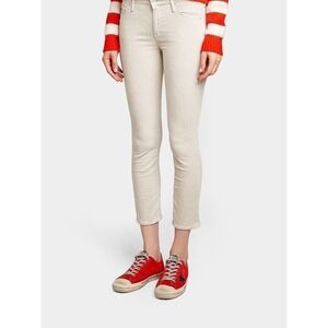 MOTHER The Looker Crop Cruel Summer Twill Skinny Leg Denim Jeans Ivory Cream 27
